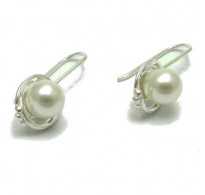 E000691H Sterling silver earrings solid 925 with 8mm synthetic pearl 